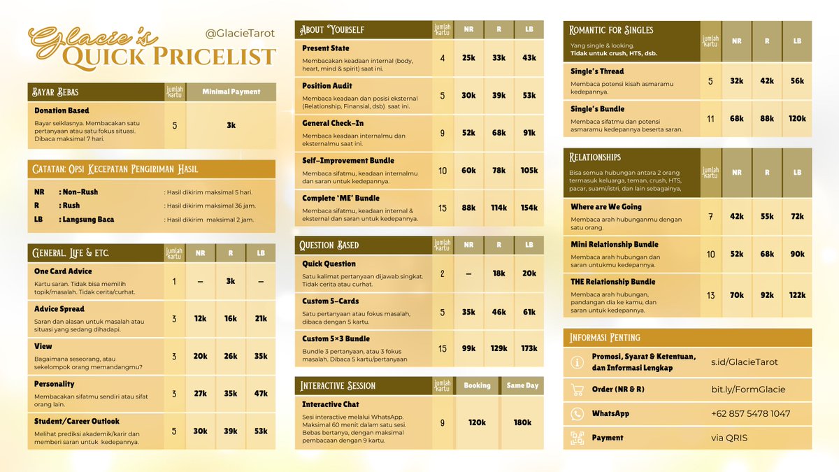 Halo~ <a href="/GlacieTarot/">Glacie Tarot ✧ CLOSED ORDER</a> open booking tarot reading mulai dari 3k!

Ada paket donation based dan bisa bayar seiklas atau semampunya saja! Bisa romance, relationship, kerja, kuliah, dll.

Cek link di bio untuk testi &amp; informasi lengkap.

#zonauang jasa baca tarot reading #zonajajan b901