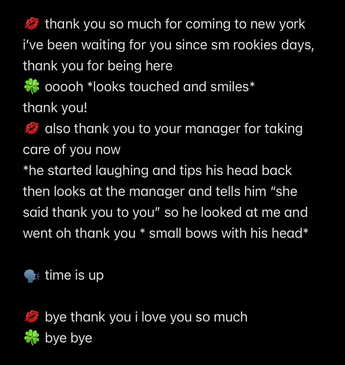 250830 nyc xnghan fansign #승한 

for context !!! i wanted him to help me pick my daily scent

he also makes eye contact with u the whole time even when u are looking at the translator or he is listening to her HE IS LOOKING AT U, he was so sweet and attentive and smiley