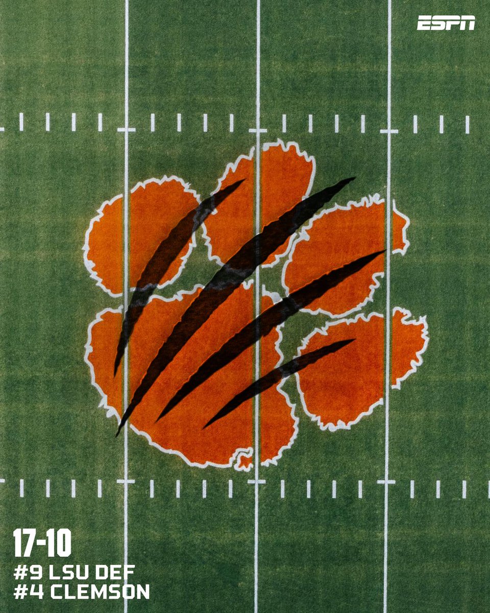 Ryan LLama (@badllama666) on Twitter photo #9 LSU wins over #4 Clemson @ Clemson.
Final:
LSU 17
Clemson 10
Tough home game loss for Clemson
<a href="/ClemsonFB/">Clemson Football</a> <a href="/ClemsonUniv/">Clemson University</a> <a href="/ClemsonTigers/">Clemson Athletics</a> <a href="/LSUfootball/">LSU Football</a> <a href="/LSU/">LSU</a> #Clemson #clemsontigers #clemsonfootball #clemsonuniversity #LSU #lsufootball #lsutigers #9 LSU wins over #4 Clemson @ Clemson.
Final:
LSU 17
Clemson 10
Tough home game loss for Clemson
<a href="/ClemsonFB/">Clemson Football</a> <a href="/ClemsonUniv/">Clemson University</a> <a href="/ClemsonTigers/">Clemson Athletics</a> <a href="/LSUfootball/">LSU Football</a> <a href="/LSU/">LSU</a> #Clemson #clemsontigers #clemsonfootball #clemsonuniversity #LSU #lsufootball #lsutigers