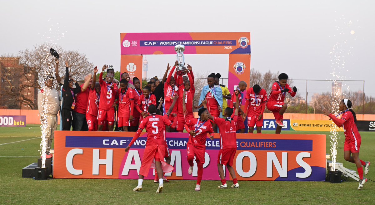 COSAFAMEDIA's tweet photo. First-ever COSAFA Champions League title in the bag! Gaborone United Ladies have made Botswana proud! ๐๐ง๐ผ
#cafwclqualifiers #cosafaqualifiers2025 #cosafa https://t.co/kYoThkH0Nq