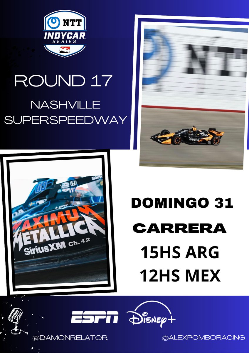 Hoy cerramos la temporada 2025 de la #IndyCar la cuarta juntos!! Los esperamos con la acción en el Nashville Superspeedway.