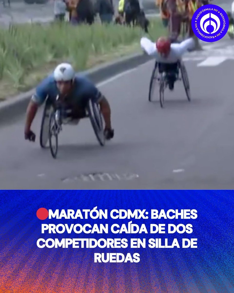 El #Maratón de la #CDMX en su edición 42 fue todo un éxito, salvo algunas excepciones y es que unos #baches provocaron la caída de dos competidores en silla de ruedas. 😰

🎥 En un video se puede ver cómo dos competidores, que peleaban por la punta del Maratón, cayeron en un