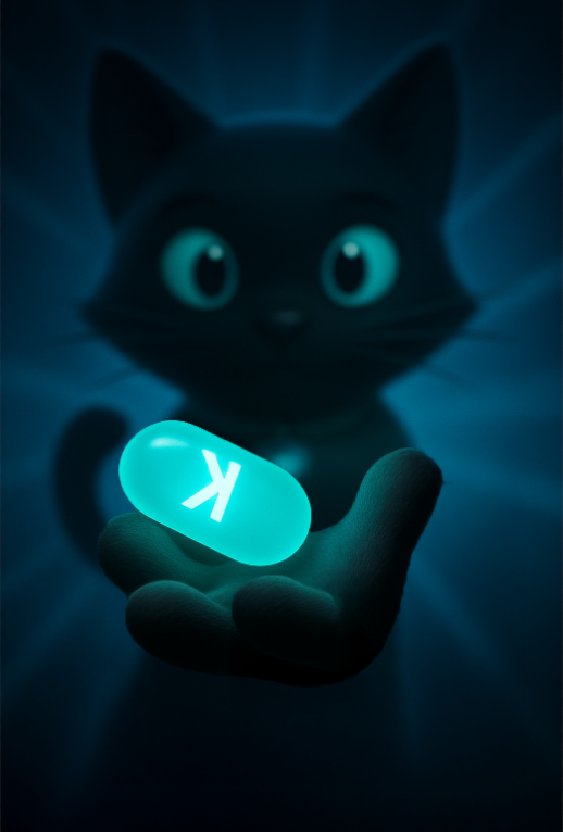 NachotheKat's tweet photo. No red pill. No blue pill. No bs.  

Take the $KAS pill. 🐾 Exit the matrix, MEOW. https://t.co/iRj3MU9tk3