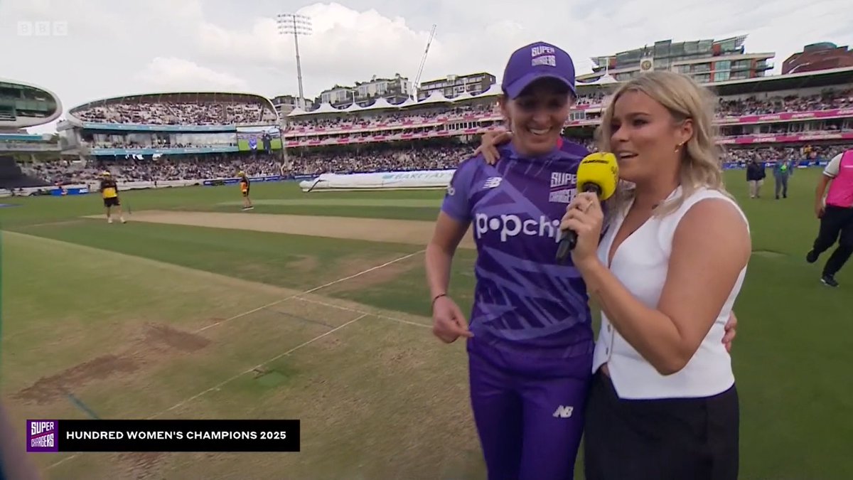 If you've followed No Balls the Cricket Podcast since the time it was a ramshackle effort recorded by two players on their phones, this is a wonderful moment, to see Alex Hartley as broadcaster live on BBC 2, interviewing Hundred champion Kate Cross.

#TheHundred