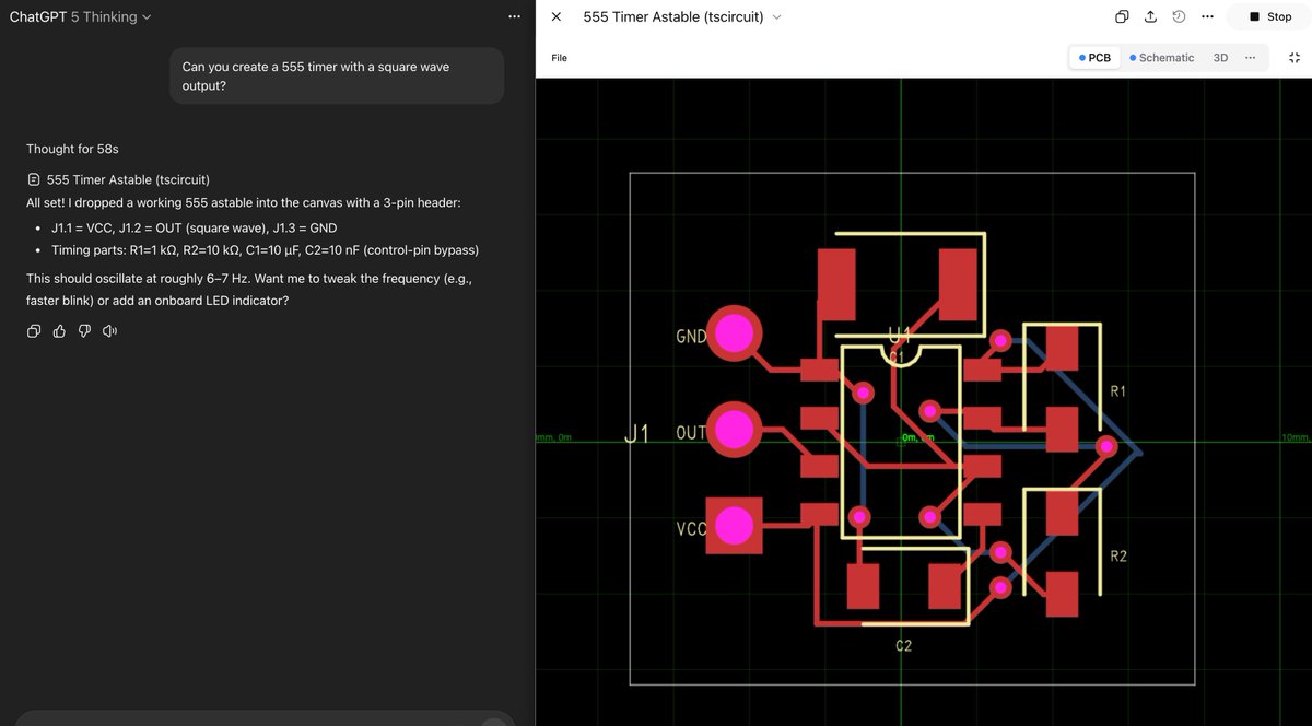 seveibar's tweet image. did you know ChatGPT can make circuit boards now?