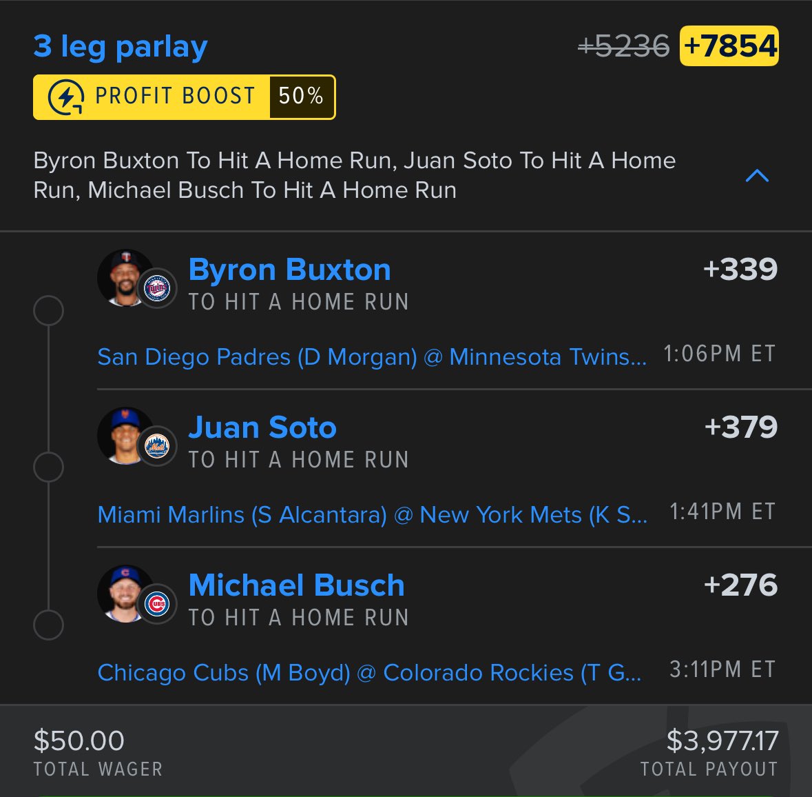 💣 Favorite Dinger Lay 

🔗: Check out my bet on FanDuel Sportsbook! 
 account.sportsbook.fanduel.com/sportsbook/add…

📊 Provided by <a href="/PropFinderApp/">PropFinder</a>

🎟️ Save 30% on any plan with code “BBROWNDTP”