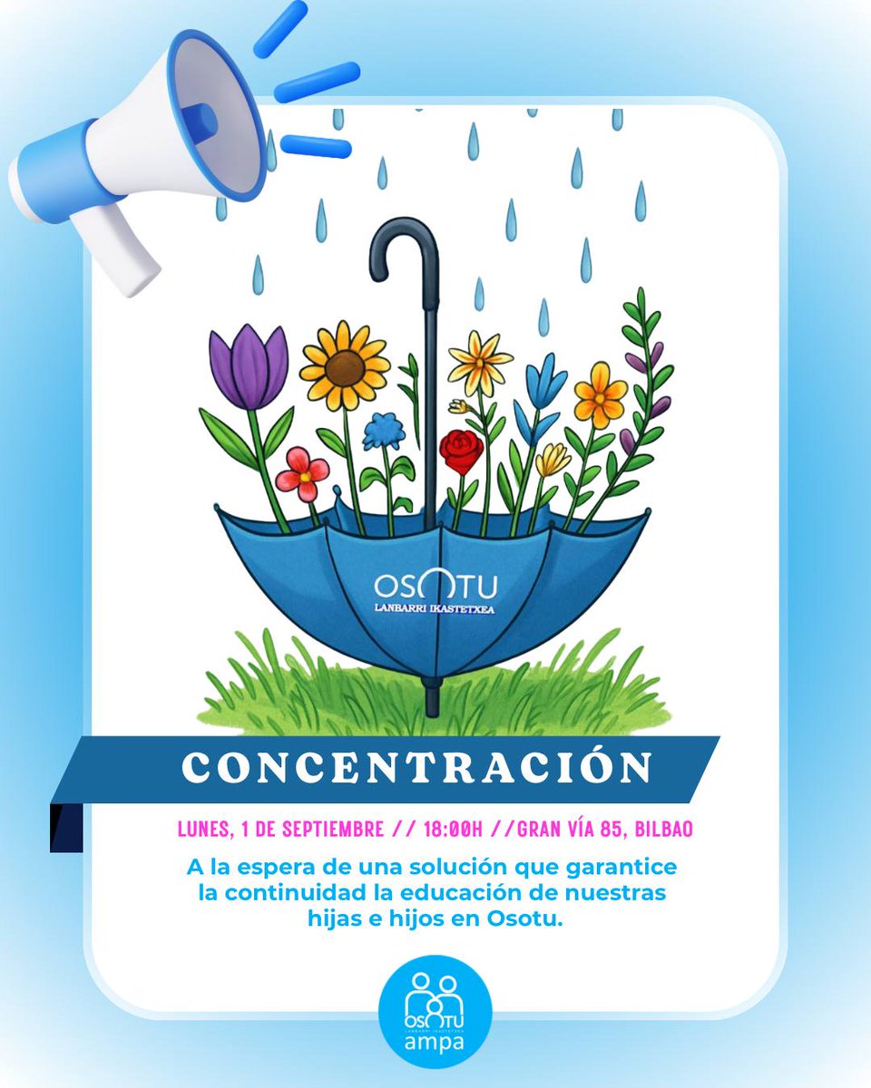 ¡Acompañarnos mañana en Gran Vía 85!. 
Por una educación para todos. 💙 #Osotuonada #Osotubizirik