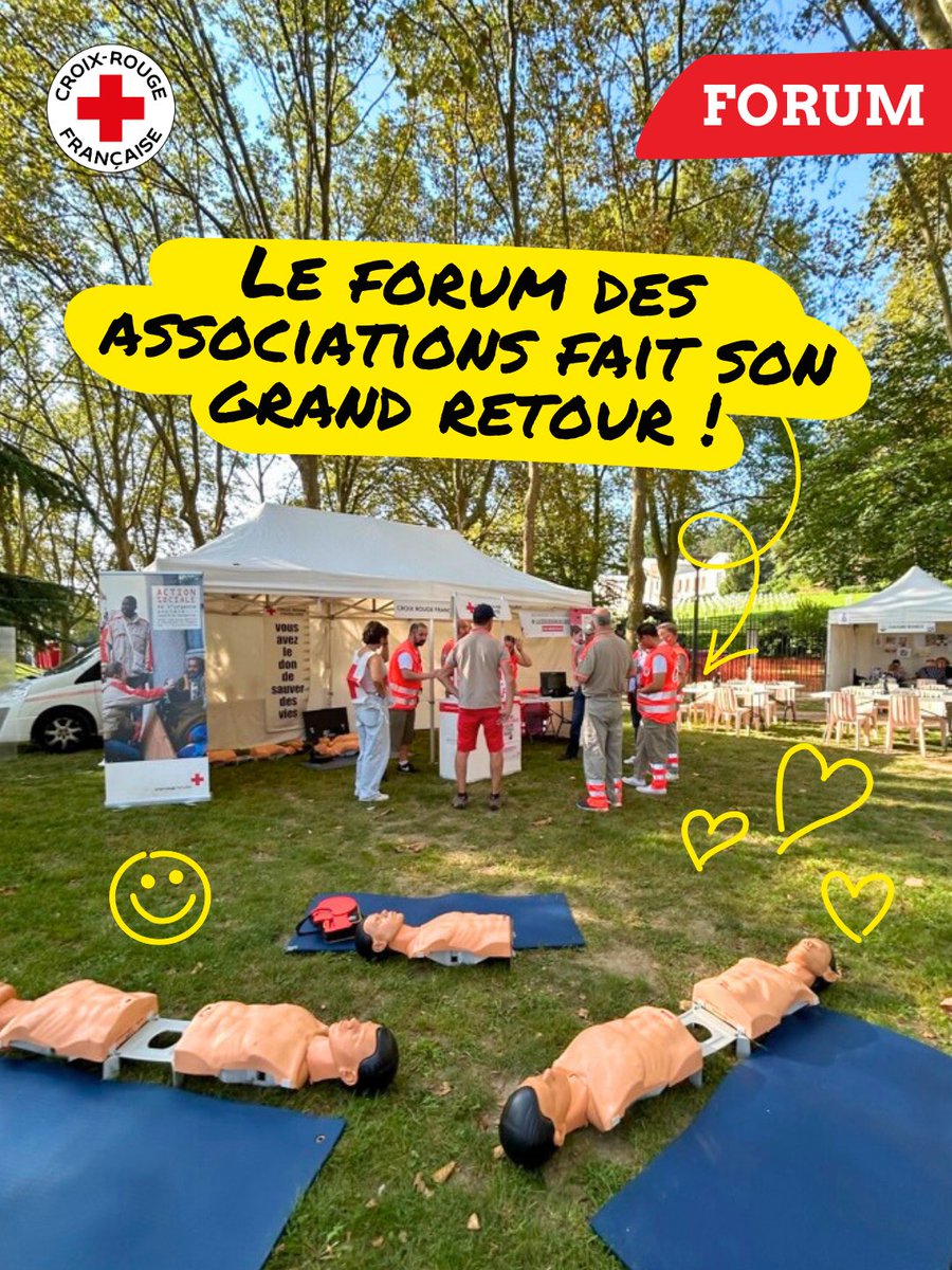 #SaveTheDate Le forum des associations de la <a href="/villedesuresnes/">Ville de Suresnes</a> fait son grand retour le 𝘀𝗮𝗺𝗲𝗱𝗶 𝟬𝟲 𝘀𝗲𝗽𝘁𝗲𝗺𝗯𝗿𝗲 ! 🥳
➡️ Ne manquez pas nos initiations aux premiers secours, la visite de notre ambulance mais aussi la rencontre avec nos bénévoles au 𝘀𝘁𝗮𝗻𝗱 𝟭𝟬𝟱 🤝