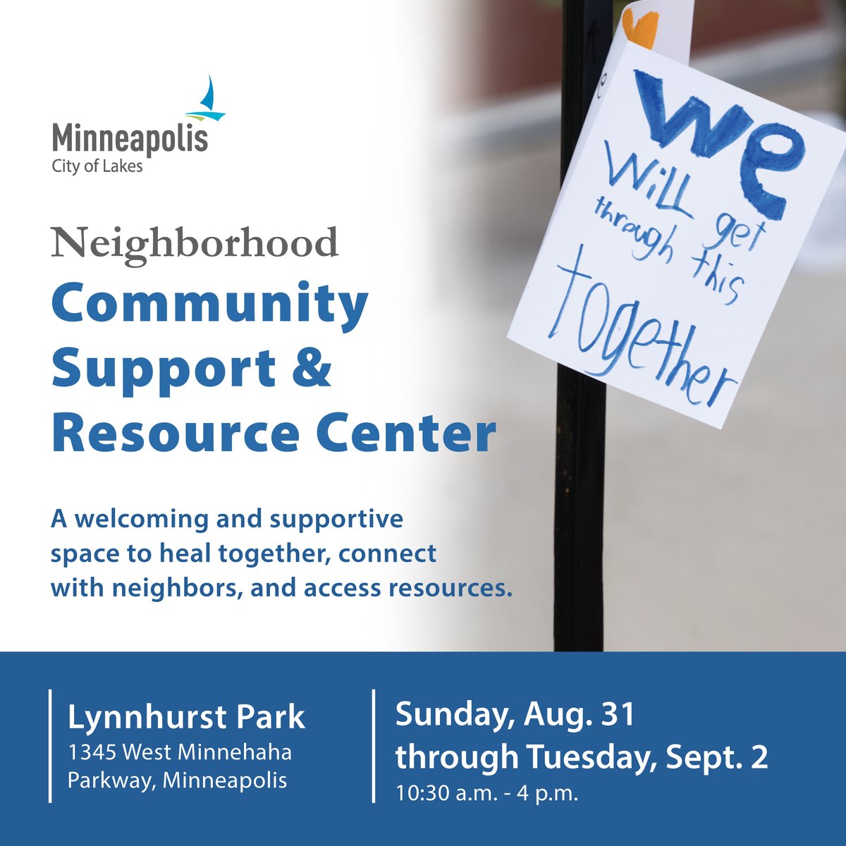 The City of Minneapolis, along with our partners, opened a Neighborhood Community Support &amp; Resource Center for anyone impacted by this tragedy.
📍 Lynnhurst Park, 1345 W. Minnehaha Parkway
🕒 10:30am – 4:00pm, Aug. 31 – Sept. 2
minneapolismn.gov/news/2025/augu…