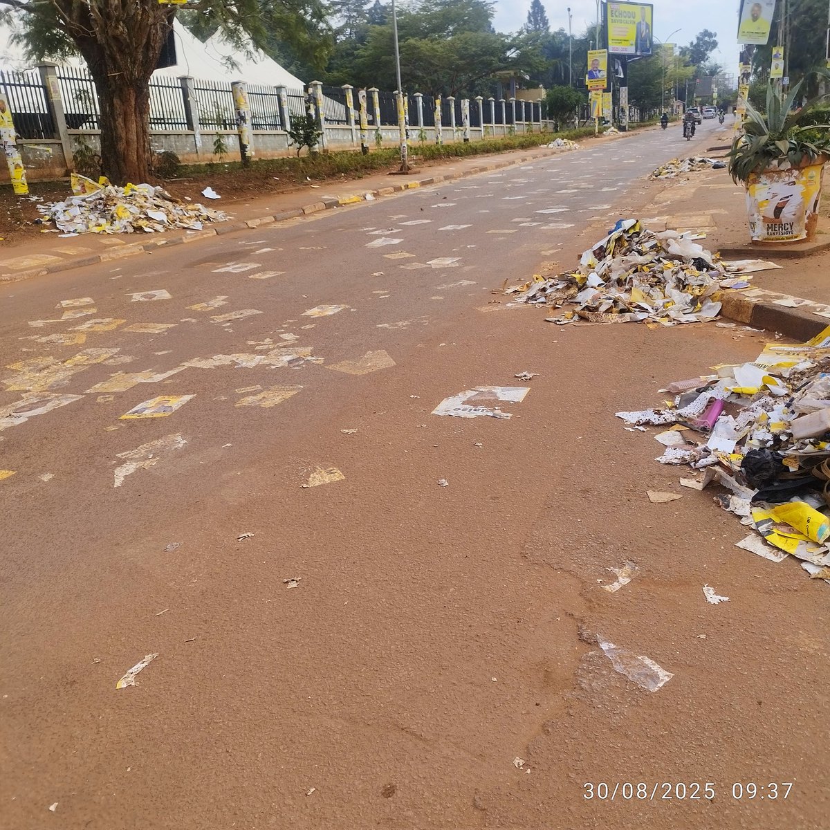 Thank you to <a href="/KCCAUG/">Kampala Capital City Authority (KCCA)</a> for trying their hardest to clean up the mess that was left by <a href="/NRMOnline/">NRM Party</a> ... It's going to take some special scrubbing to remove all those fliers stuck on the tarmac and on the pavements..