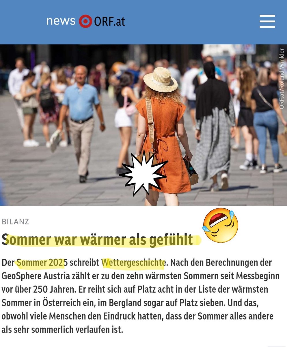 😂 Sommer 2025 war wärmer als gefühlt! 😂
Oder wie man als #Klimahysteriker es schafft, mit Worten Kälte in Wärme umzuwandeln.
#Klimasekte