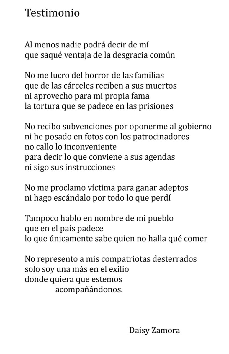 Dedicamos este poema a quienes jamás se han lucrado del terrorismo de Estado que padece Nicaragua.