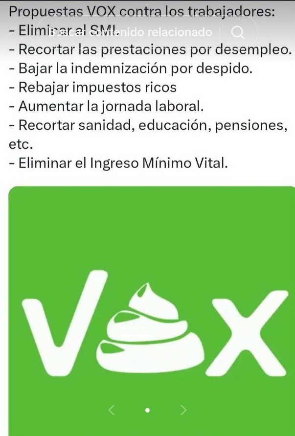 Como gobierna el PSOE no se habla de esto
No tengo prestación por desempleo a pesar de ser despedido
No tengo indemnización
Los ricos ya pagan más con el mismo porcentaje que yo, porque no es lo mismo el 10% de 100€ que de 100.000€
¿Tranajar? Madre mía que malo es eso 😱
La