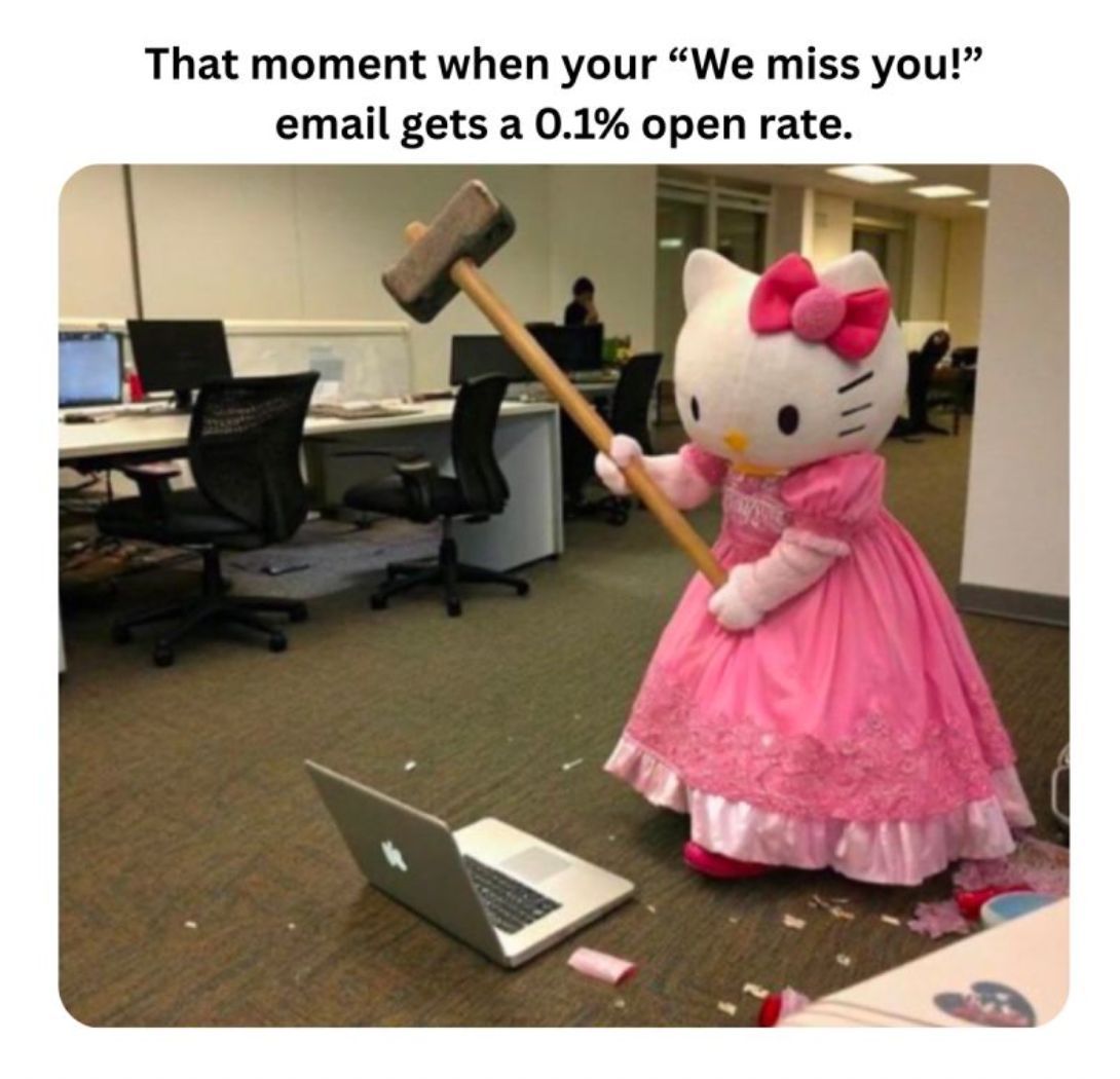 Questera AI (@questeraai) on Twitter photo Maybe they didn’t miss you back... or maybe your email needs an AI glow-up 
#emailmarketing #justforlaughs Maybe they didn’t miss you back... or maybe your email needs an AI glow-up 
#emailmarketing #justforlaughs