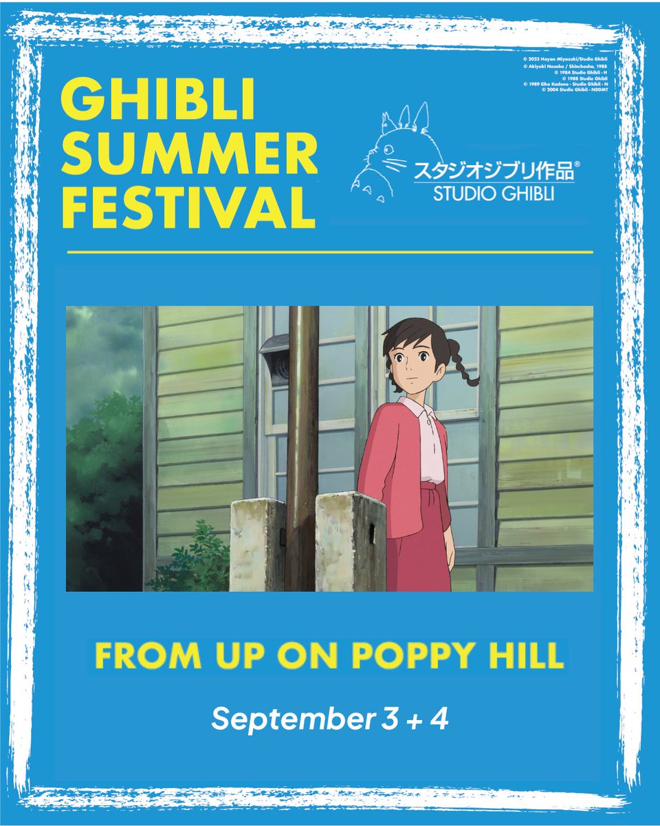 A uniquely inspired coming-of-age story from Goro Miyazaki and Hayao Miyazaki, FROM UP ON POPPY HILL is up next as we conclude our #StudioGhibliSummerSeries on September 3 &amp; 4. Get your tickets now!

angelikafilmcenter.com