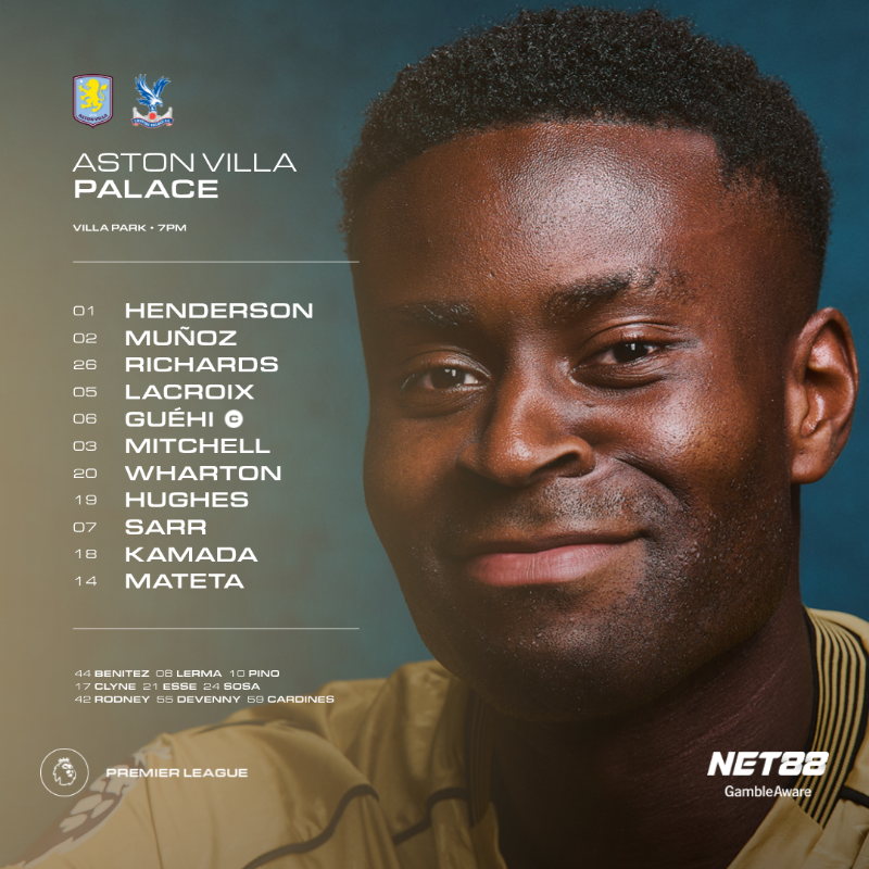 CPFC's tweet photo. Your XI taking on Villa 🤌