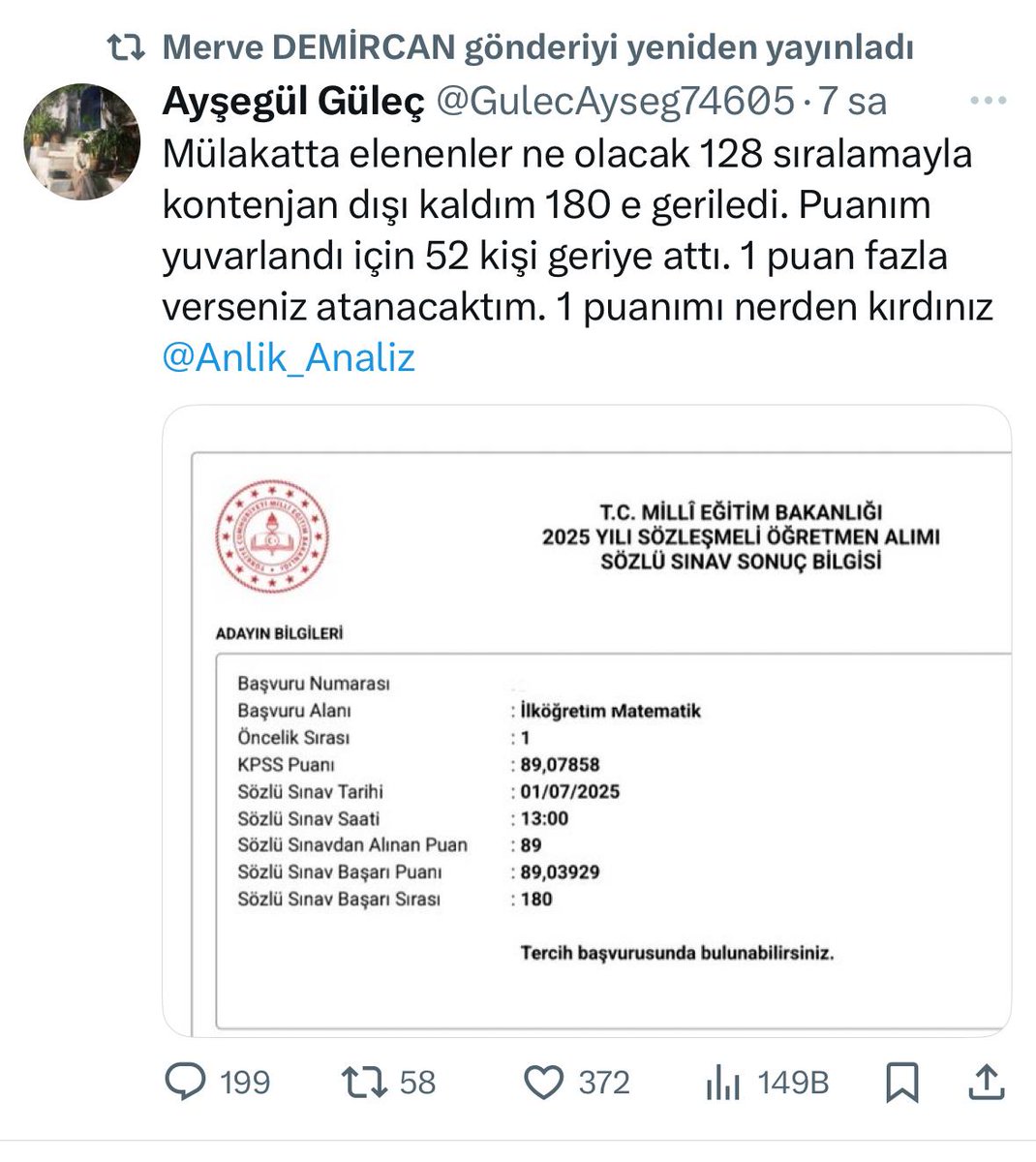 Mülakat zulmü bitmedi, her yıl daha da büyüyen bir mağdurlar ordusu yaratıyorsunuz.
Geçen yılın mağdurlarını unutmadık, bu yıl da yenilerini eklediniz.
Öğretmenlerimiz alın teriyle kazandıkları haklarını istiyor: Adil, şeffaf ve mülakatsız atama!
 
<a href="/tcmeb/">Millî Eğitim Bakanlığı</a>
<a href="/Yusuf__Tekin/">Yusuf Tekin</a>