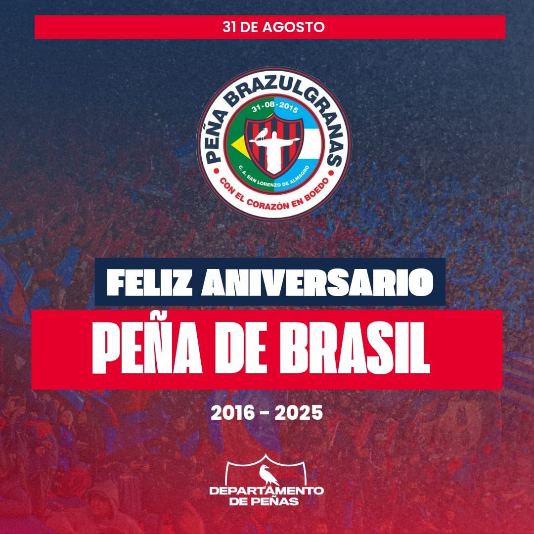 Desde el Departamento de Peñas queremos saludar y felicitar a la Peña de Brasil en su respectivo aniversario. ¡Por muchos años mas!

#MasQue90Minutos ❤💙⁣⁣⁣⁣
#SLFederal 🇦🇷⁣⁣⁣⁣
#DeBoedoAlMundo ✈️🌍
#AreaEventos