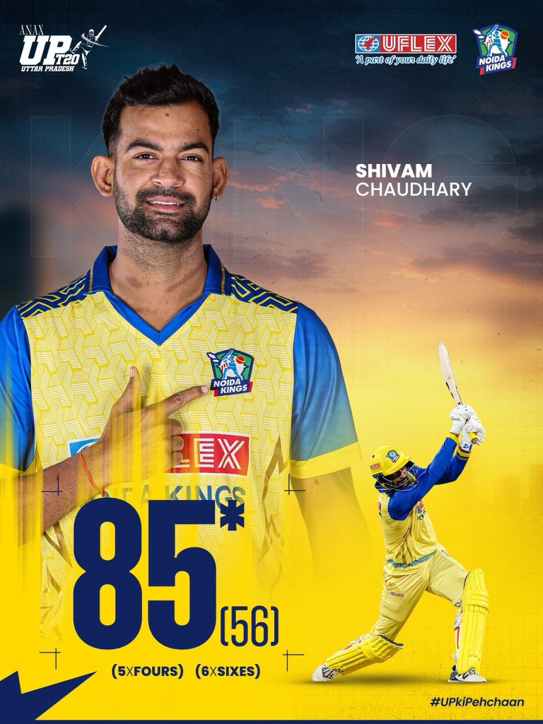 Another fluent fifty, Shivam’s bat doing all the talking! 💥

#NoidaKings | #UPKiPehechaan | #NoidaKiJaan | #UPT20League | #KhiladiYahanBantaHai | #UPCA