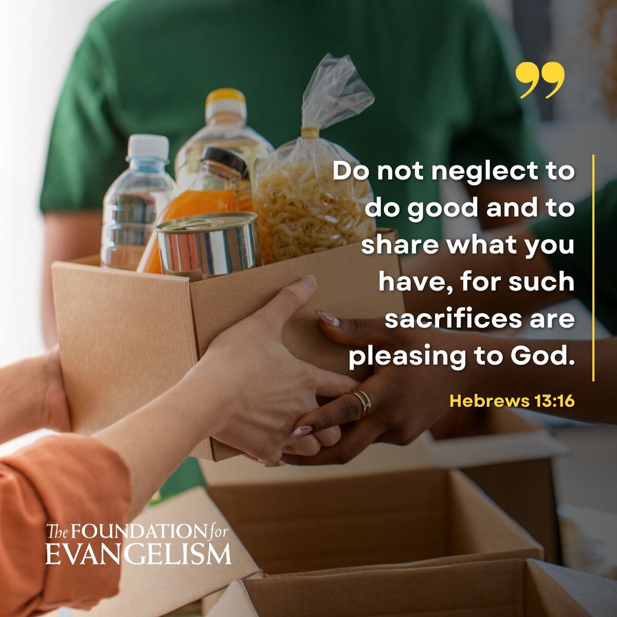 From the book of Hebrews, chapter 13 - "Let mutual affection continue."