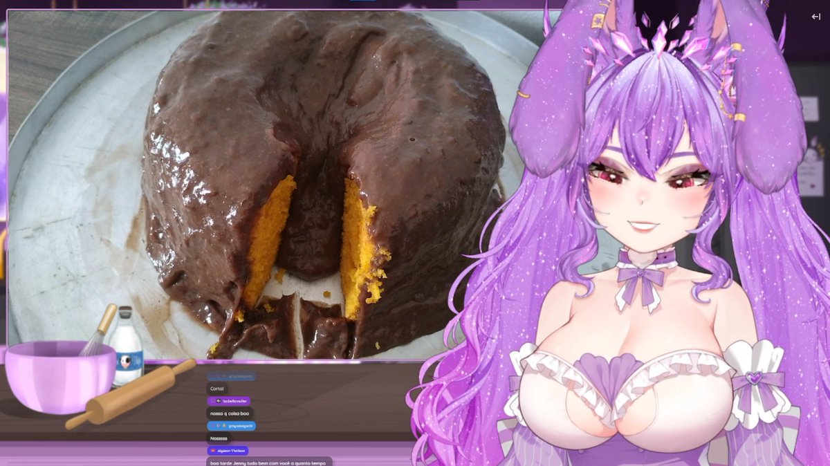 O bolo de cenoura mais LINDO do MUNDO💜💜

A <a href="/JennyTsukino/">Jenny Tsukino 🌙 🐇</a> manda muito bem, que fomeeeee