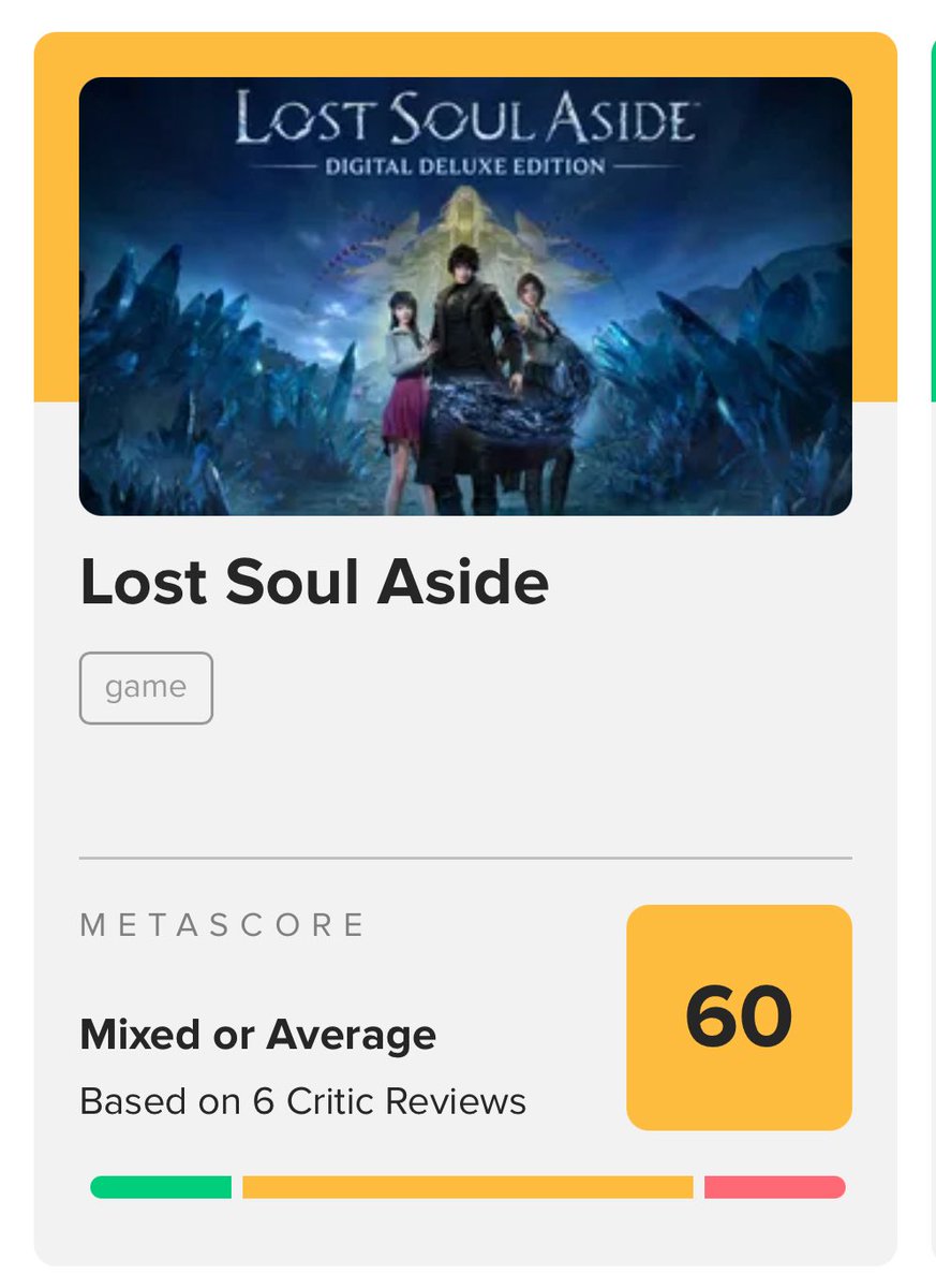 saiu as primeiras notas de Lost Soul Aside no Metacritic com uma média de 60 e total de 6 reviews nesse momento

é um dos grandes títulos da PlayStation Publisher em 2025, vão jogar?