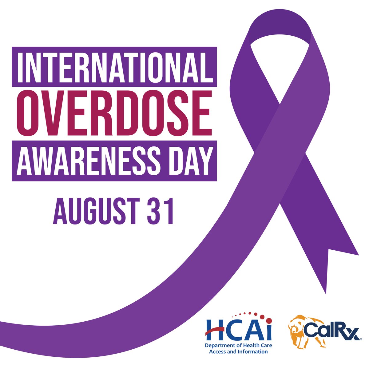 CA_HCAI's tweet photo. Today is International Overdose Awareness Day, a day to remember those that we have lost to drug overdoses. 

Californians can purchase CalRx® Naloxone for $22.50 per twin pack.

Let’s #EndOverdoses together. Get your CalRx® Naloxone today. https://t.co/Q2OS8LD8xz 

#IOAD2025 https://t.co/J4yLGGlfMK