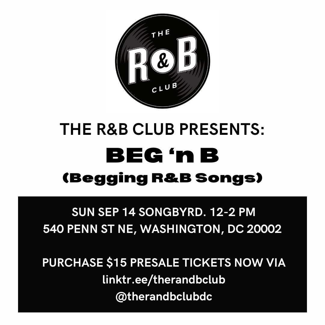 Feels like we won’t have to beg anyone to come to this.

Sep. 14
12-2pm
<a href="/SongbyrdDC/">Songbyrd Music House</a> 

Get your tickets now! dice.fm/event/l8napr-t…