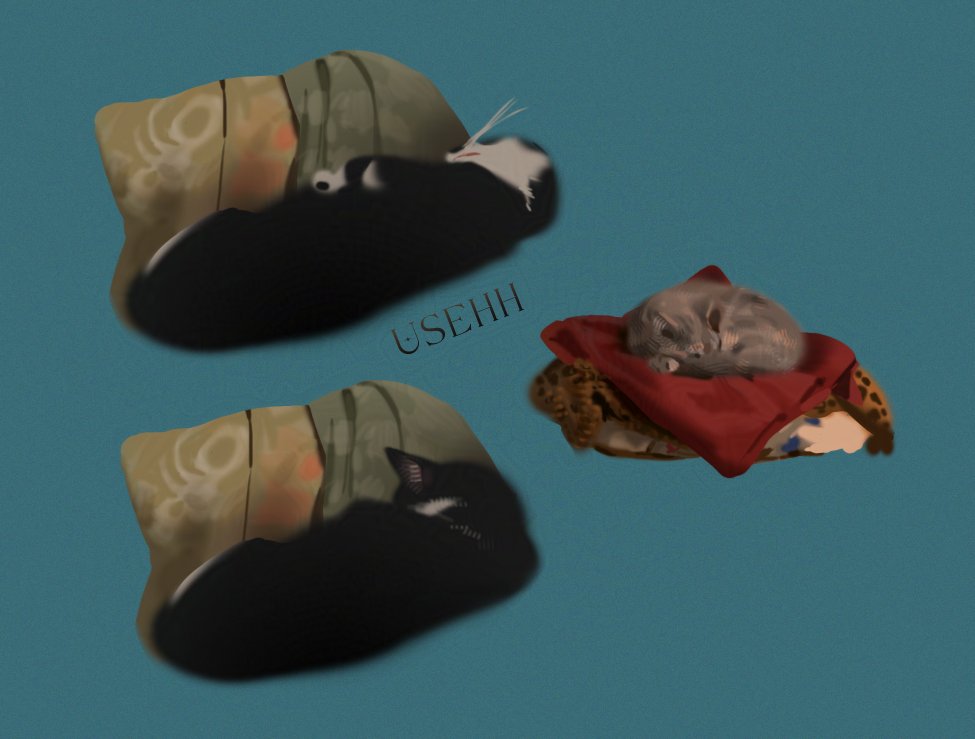 I quickly painted my cats when they were napping

#cat #sketch