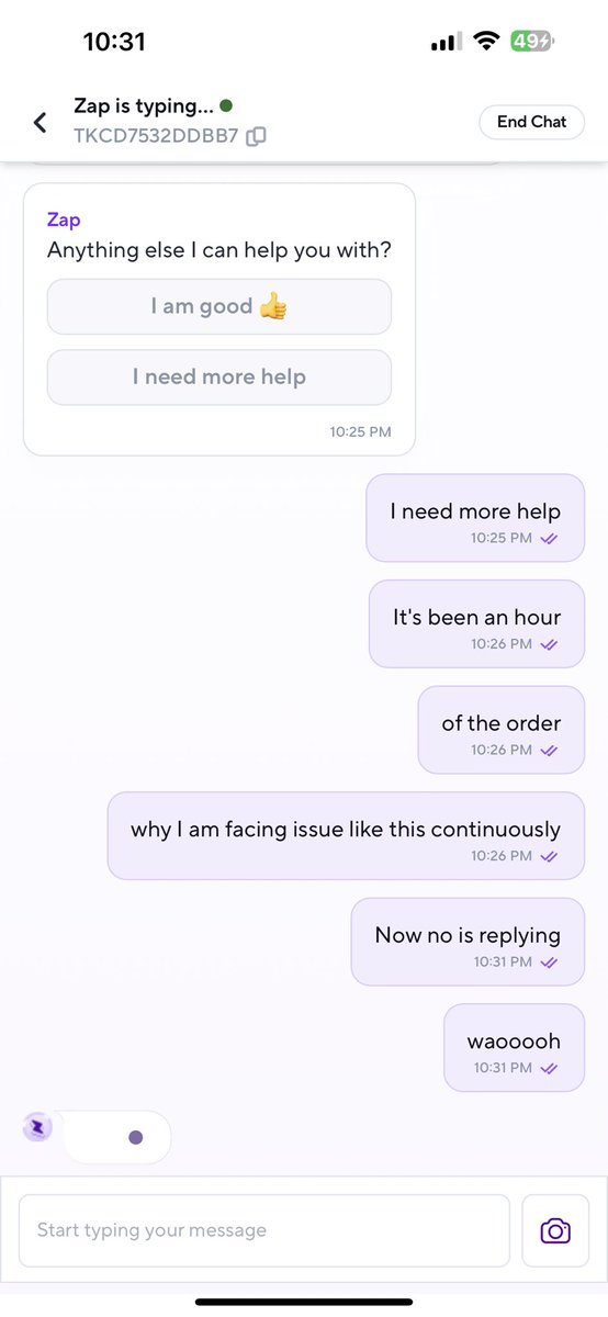 Kshobhan7's tweet photo. @ZeptoNow @zeptocares 

Someone care to do something if you can’t deliver to cities like Bangalore where you started you should stop your business.

It’s been more than an hour no solution no reply even your AI chatbot doesn’t works not replies.

#consumercourt #consumerRights https://t.co/zm2lyaN7sT