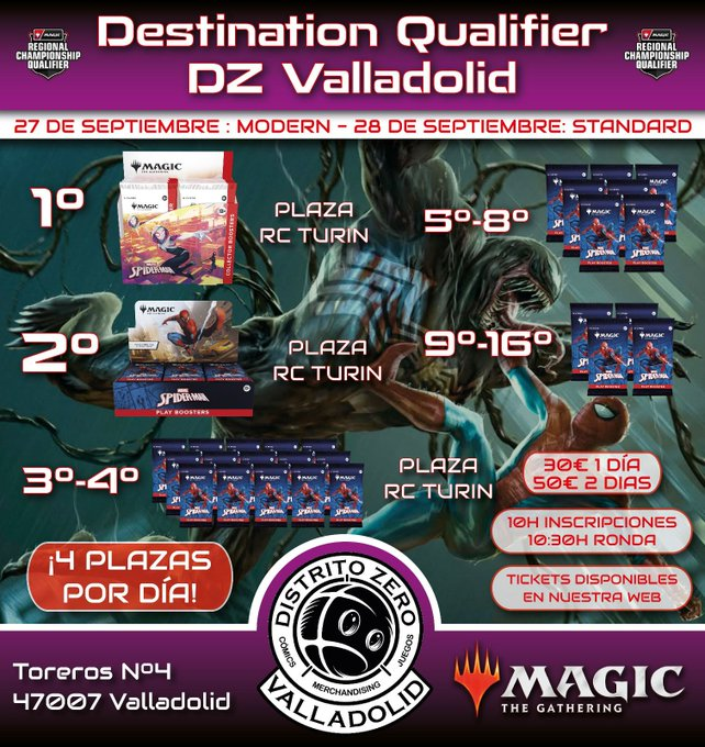 PTQs_Spain's tweet image. Destination Qualifier en Valladolid.
4 Plazas por día