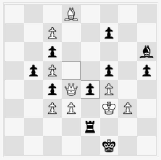 A highly original idea in this study by Rusinek (Probleemblad 2024, position after 2 moves). Can you see why 3.Qxe4! wins while 3.dxe4 does not?
