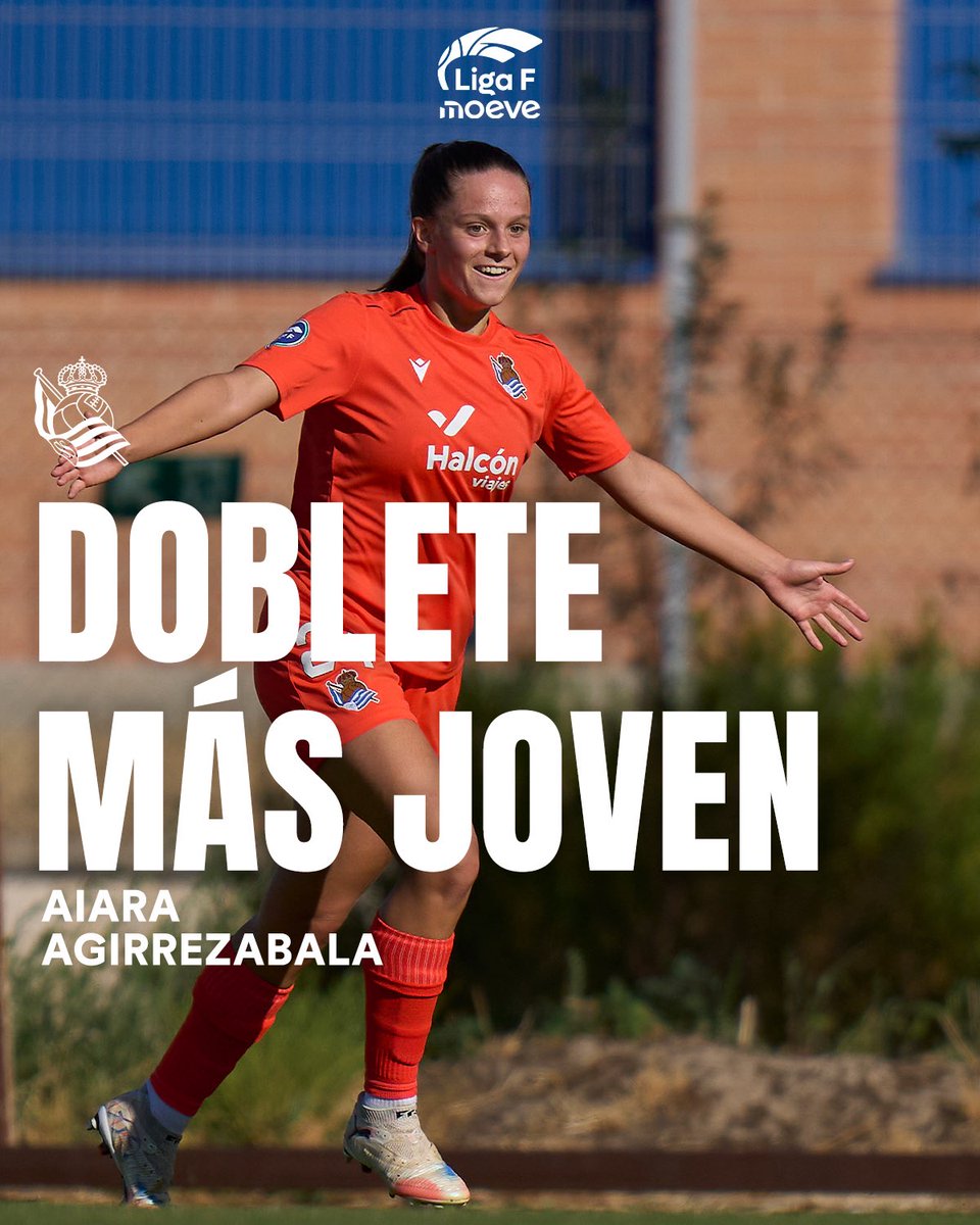 📖🥇 Aiara Agirrezabala entra en los libros de historia de Liga F

🌟 Con 16 años y 333 días, la jugadora de la <a href="/RealSociedadFEM/">Real Sociedad Femenino</a>, se convierte en la más joven en marcar un doblete en #LigaFMoeve