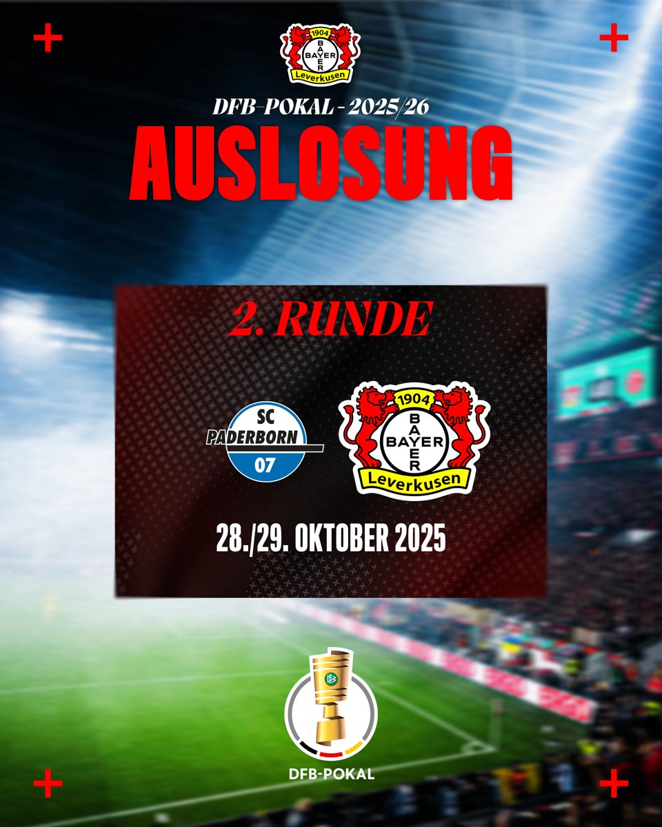 Es geht nach Paderborn! 🏆

🔜 #SCPB04 | #DFBPokal | #Bayer04 | #Werkself