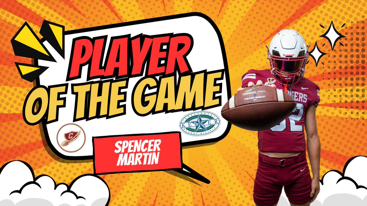 Spencer Martin ran the ball 17 times for 178 yds, and scored 4 TD's to earn the Offensive Player of the Game in the victory against University High!