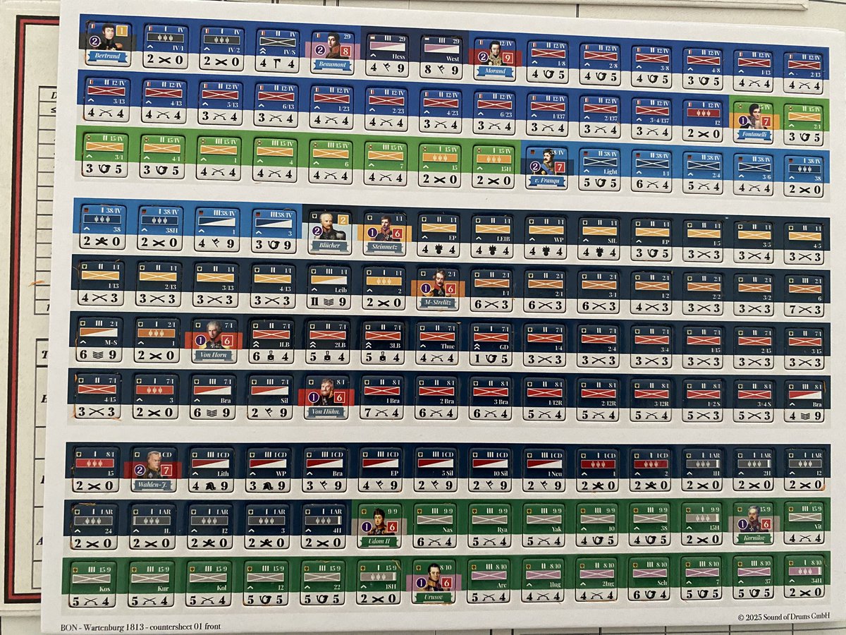 This week we received preproduction samples of Quatre Bras 181/Wartenburg 1813. We are very happy with the quality. Our counters have rounded corners and are nib free.😊
See more pictures and read a message from developer Mark Trowbridge here: 
 
gamefound.com/en/projects/so…