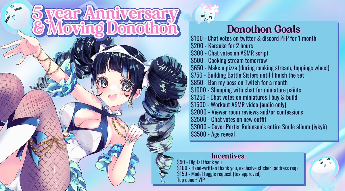 ✨ANNOUNCEMENT✨

I'm MOVING!!!!!! 

In honor of my 5 YEAR ANNI &amp; MOVING, we are doing a 4 day donothon EXTRAVAGANZA~! 

See you live tomorrow morning on Twitch &amp; YT🥰