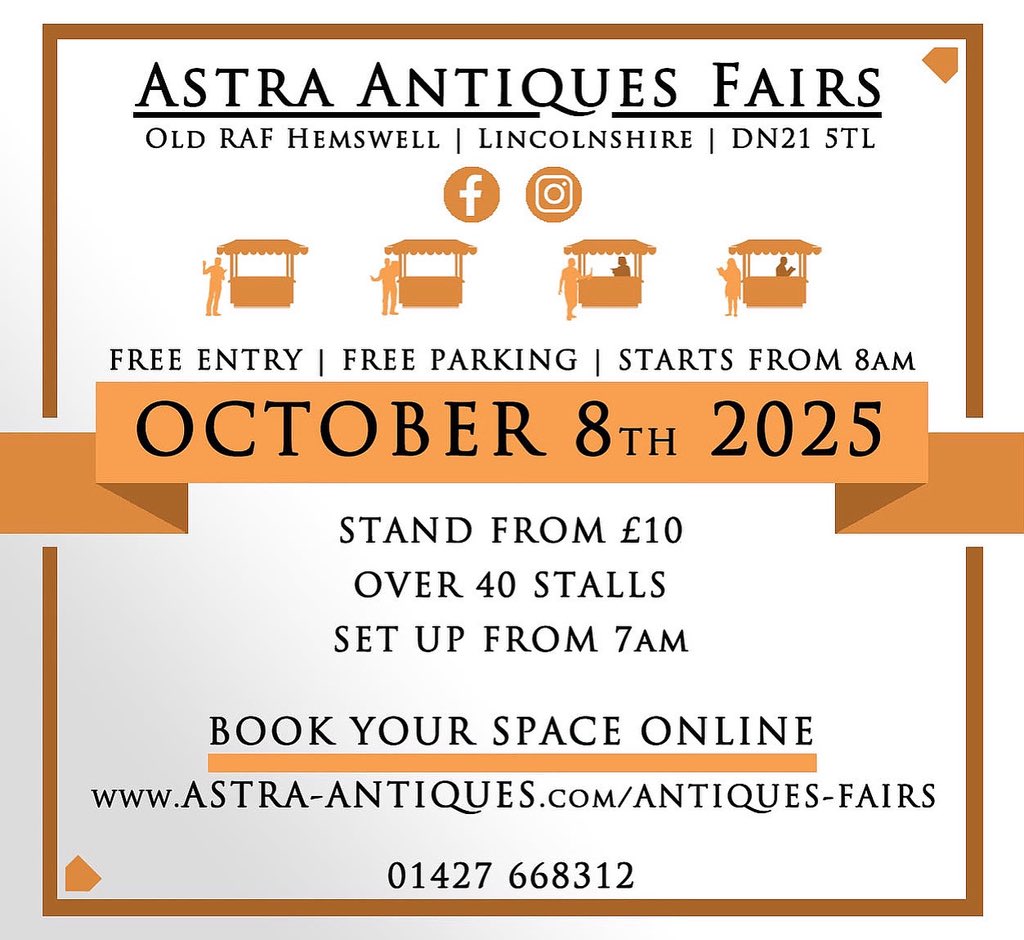 October’s fair date for your diary and ready to book a stall. #astrafairs #astraantiquescentre #hemswell #lincolnshire #antiquesfair #antiquesdealers #internationalantiquesdealers
