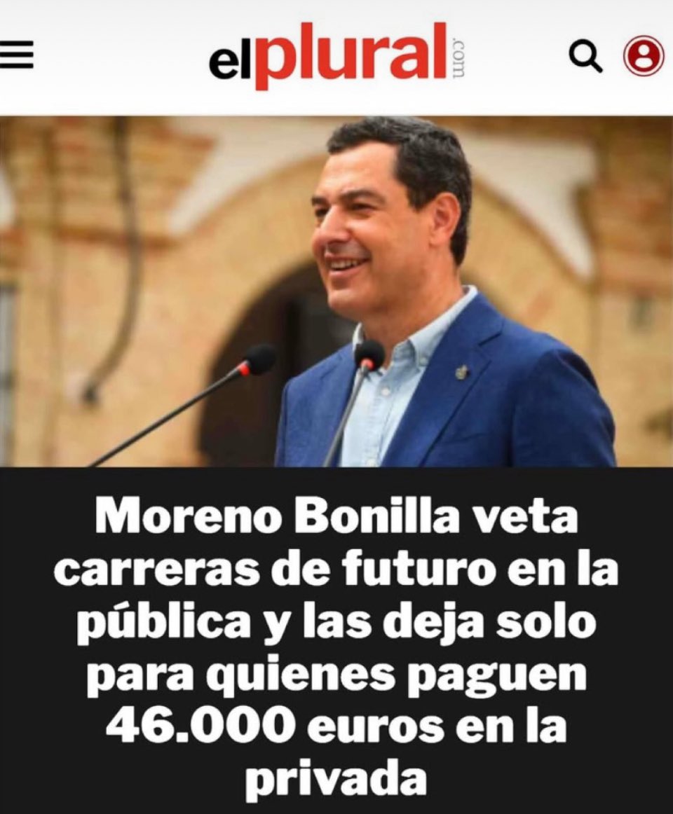 Todo para los amiguetes de la privada , el mantra de Moreno Bonilla en #Andalucía