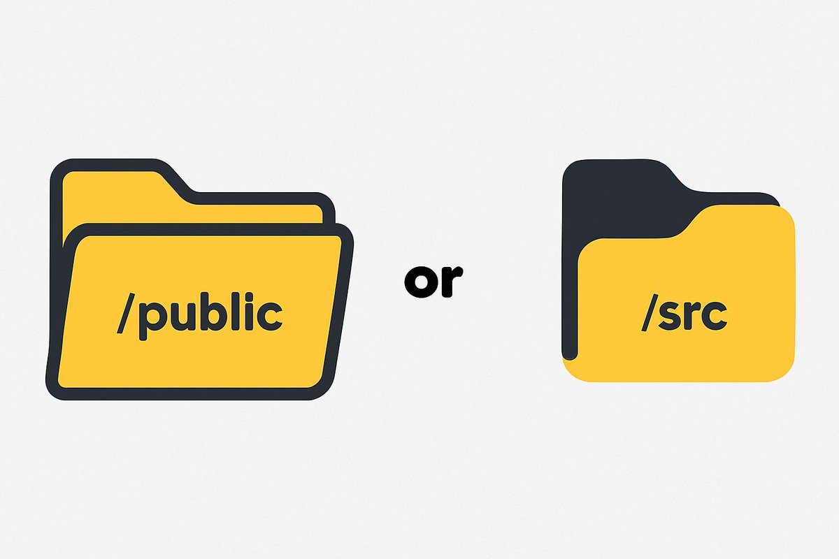 Ever wondered where to put your images, fonts, and icons in a React app?
/public or /src?
Mess this up, and your repo turns into a junk drawer 🧵[1/7]