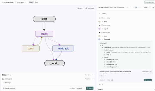 LangChainAI's tweet image. 📰🤖 Autonomous News Agent

A LangGraph-powered AI agent that autonomously curates news briefings, extracts facts, and summarizes content with integrated human feedback and dynamic tool selection.

Check out the implementation details 👉 spin.atomicobject.com/build-ai-agent…