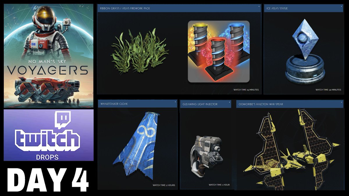BlinkBlinkGames (@blinkblinkgames) on Twitter photo Special pop-up stream tonight!
The <a href="/NoMansSky/">Sean Murray</a> Voyager's update is live! And there are unique Twitch Drops EACH DAY. So, come tune in tonight on Twitch for Day 4 and grab your free lootz! Special pop-up stream tonight!
The <a href="/NoMansSky/">Sean Murray</a> Voyager's update is live! And there are unique Twitch Drops EACH DAY. So, come tune in tonight on Twitch for Day 4 and grab your free lootz!
