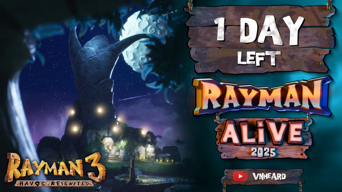#RaymanAlive is just one day away 🎉🎉🎉 
Make sure to tune in September 1st at 8 pm CEST to <a href="/vnheardvoices/">vnheard</a> YouTube channel to celebrate Rayman's 30th birthday 🎂 
A ton of exciting fan projects are in the works and we all can't wait to share 😁
See you there! 
#rayman
