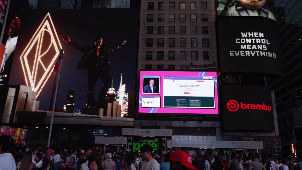drajitkar's tweet image. 🌍 From Bhubaneswar to Times Square, NYC! 🗽 

Humbled that my  profile was featured on the iconic Times Square Billboard (24th Aug 2025) as part of the Top 500 Sites worldwide by @topmateHQ. 

Gratitude to all my well-wishers 🙏

#TimesSquare #GlobalRecognition #Topmate
