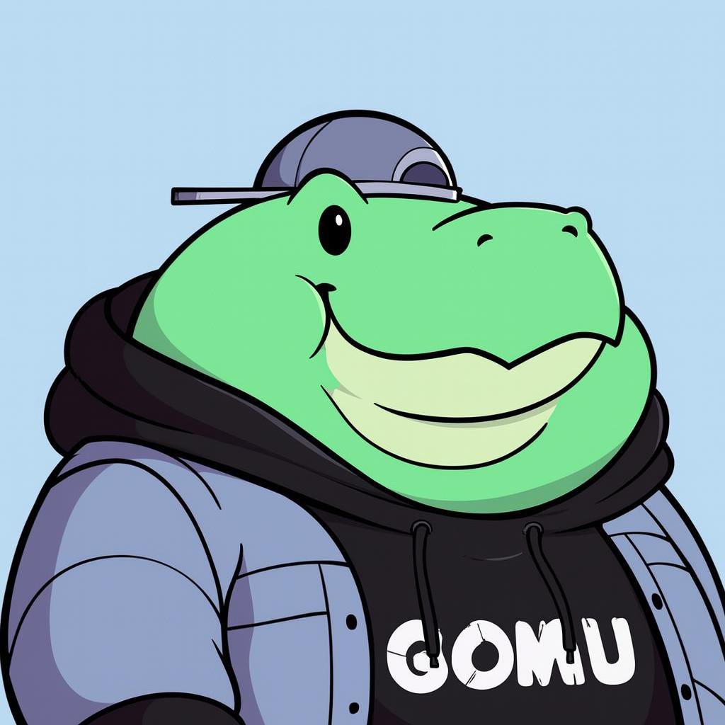 Gomu Gator meme image depicting a chubby alligator