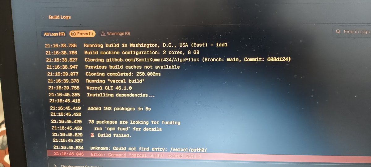 Samir_kumar19's tweet image. Deployed my React project on Vercel 🚀 but getting errors after deployment (works fine locally). Anyone faced this before? Need some guidance 🙏 #ReactJS #Vercel #CodingCommunity