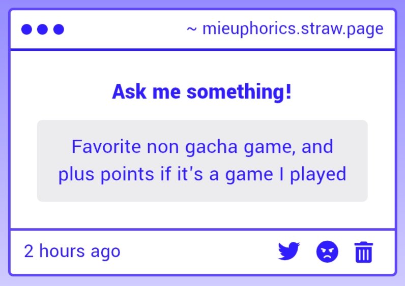 when it comes to non gacha games, i really enjoy the horror aspect of it so i would either say resident evil or bloodborne?