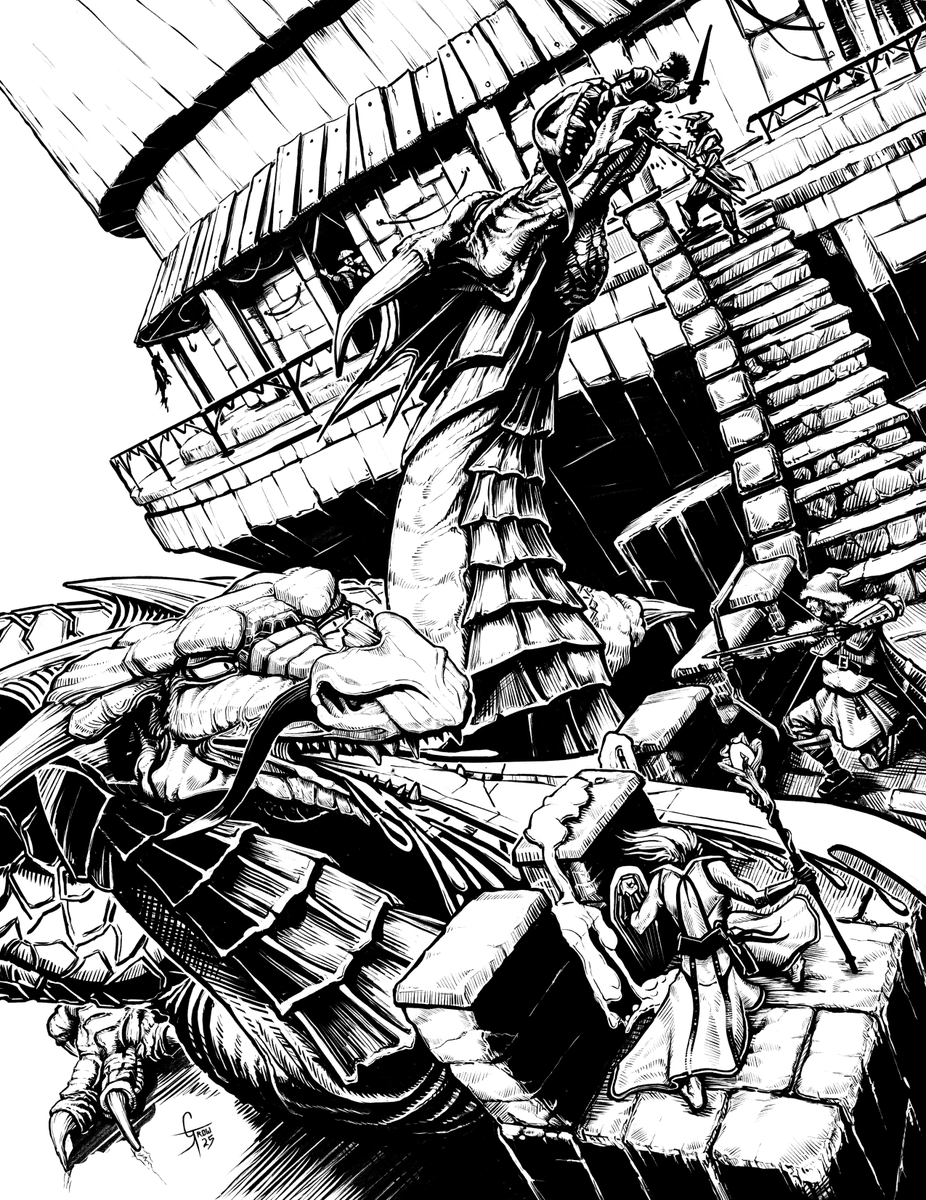 (Another) incredible piece by the talented <a href="/GTArtwork/">Gary Trow - Illustrator 🎨🐉</a> who is one of my favorite artists in the hobby. I've had the distinct pleasure of working with him on three books now, and his landscapes always blew me away...but the man's DRAGONS, haha! Soooo so good!!! This is Gleeok the