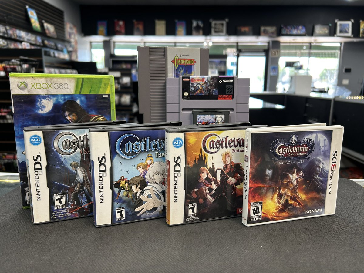 BlueShellGaming's tweet image. Just in time for pumpkin spice season, we've got lots of spooky Castlevania games in at BSG Bullard! 🧛‍♂️