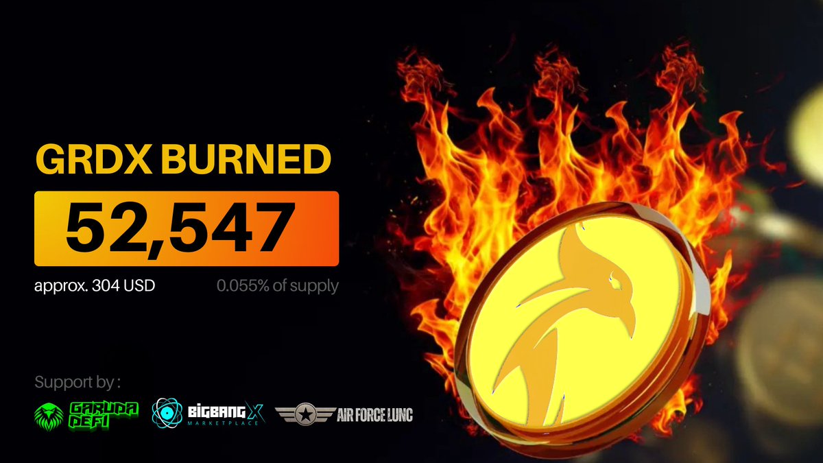 Garuda DeFi (@garuda_defi) on Twitter photo ๐ฅ 52,547 $GRDX just burned from <a href="/bigbangplatform/">BigbangX - Marketplace๐ฅ</a> <a href="/garuda_defi/">Garuda DeFi</a> and <a href="/airforcelunc/">Air Force Lunc - ๐ฎP2E LIVE</a> fees!
Total supply now: 95,242,843 tokens.
Every utility fuels the flame.
Deflation in motion.
#GRDX #LUNC #DeFi #Marketplace #play2earn ๐ฅ 52,547 $GRDX just burned from <a href="/bigbangplatform/">BigbangX - Marketplace๐ฅ</a> <a href="/garuda_defi/">Garuda DeFi</a> and <a href="/airforcelunc/">Air Force Lunc - ๐ฎP2E LIVE</a> fees!
Total supply now: 95,242,843 tokens.
Every utility fuels the flame.
Deflation in motion.
#GRDX #LUNC #DeFi #Marketplace #play2earn